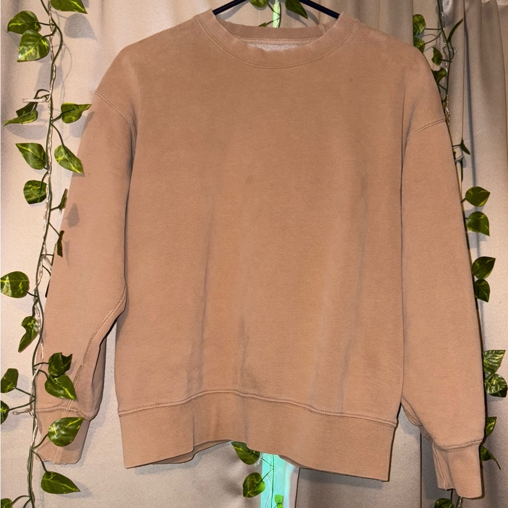 American Eagle Outfitters Tan Crewneck Sweater Soft Cozy Minimalist